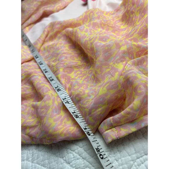 Betsey Johnson Wrap Dress Flowy Sz 10 Pink Leopard Pastel Party Girly Romantic - Picture 4 of 5